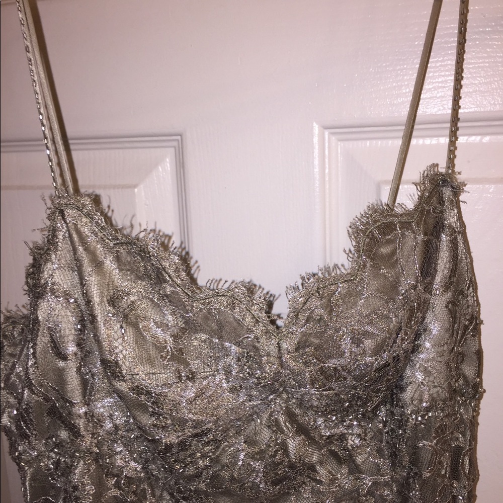Christyne Forti Silver Lace &Sequin Cocktail Dress